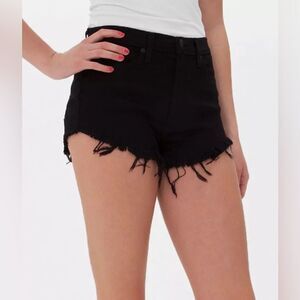 Kancan Womens High Rise Stretch Jean Cheeky Shorts in Black Size W11 29